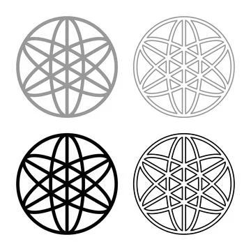 Equilibrium sacred geometry symbol set icon grey black color vector illustr.. Stock Illustration