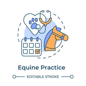 Equine practice flat linear concept icon 库存插图