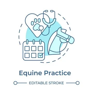 Equine practice monochrome blue concept icon 库存插图