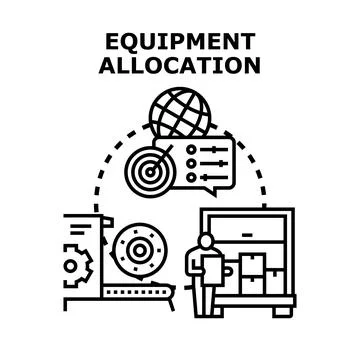 Equipment allocation optimizing global manufacturing control Stock Illustration