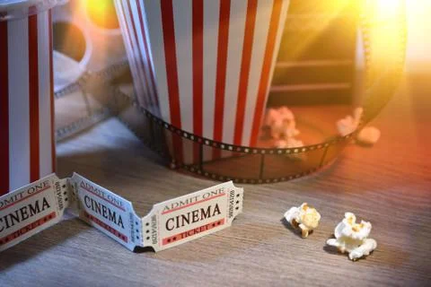 Equipment and elements of cinema close up elevated horizontal composition Stock Photos