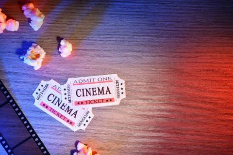 Equipment and elements of cinema colored lights top detail Stock Photos