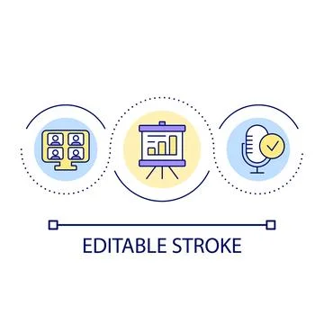 Equipment and materials for presentation loop concept icon Stock Illustration