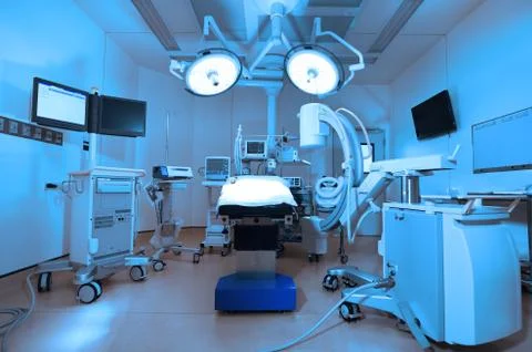 Equipment and medical devices in modern operating room Stock Photos