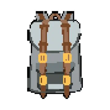 Equipment backpack camp pixel art vector illustration 스톡 일러스트