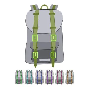 Equipment backpack camp vector cartoon graphic Illustrazione stock