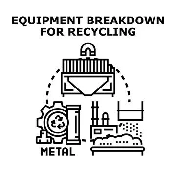 Equipment breakdown process for metal recycling industry Stock Illustration