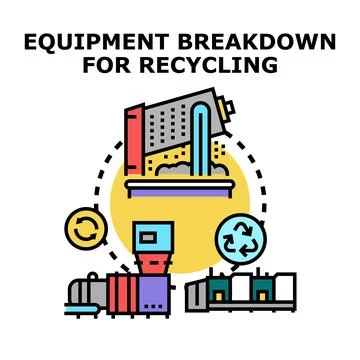 Equipment breakdown for recycling process concept Stock Illustration