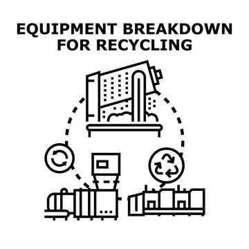 Equipment breakdown for recycling process concept Stock Illustration