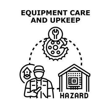 Equipment care and upkeep preventing hazard concept Stock Illustration