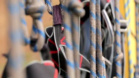 Equipment for climbers close-up 库存影片 70507325