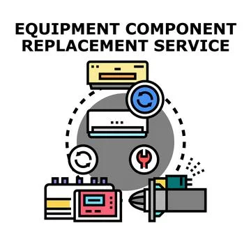 Equipment component replacement and repair service concept Stock Illustration