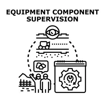 Equipment component supervision and maintenance vector concept Stockillustratie