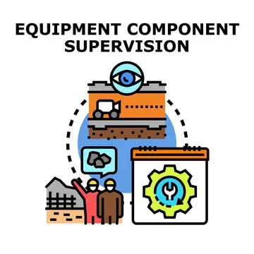 Equipment component supervision and maintenance vector concept Stock Illustration