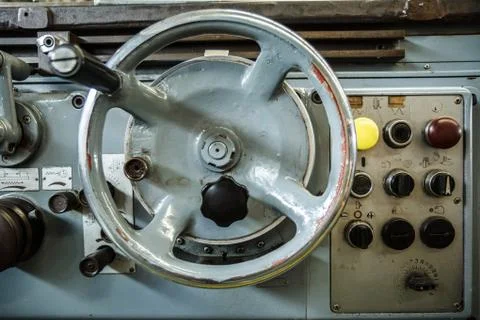 Equipment control of lathe machine Stock Photos