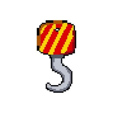 Equipment crane hook pixel art vector illustration Ilustração Stock