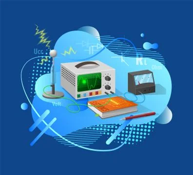 Equipment with Current, Electronics Objects Vector Stock Illustration