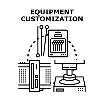 Equipment customization process concept for production Stock Illustration