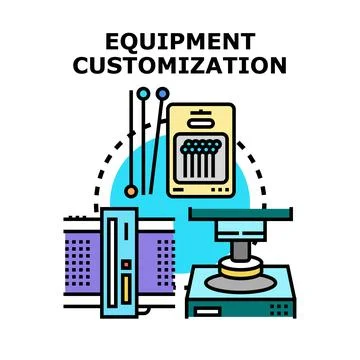 Equipment customization process concept for production Stock Illustration