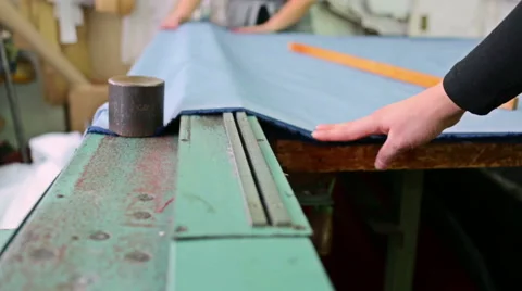 Equipment cuts the fabric Stock Footage 51442654