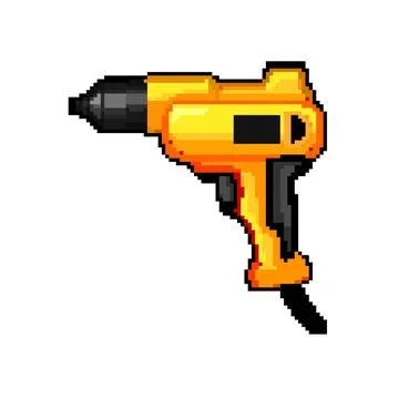 Equipment drill pixel art vector illustration sign color Ilustração Stock