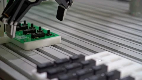 Equipment for the electronics industry: demonstration of the robot's ability  Stock Footage 179660855