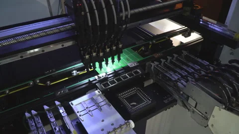 Equipment for electronics production, automatic component installation Stock Footage 106548207