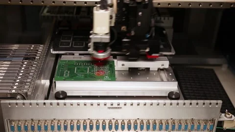 Equipment for electronics production, automatic component installation. Stock Footage 130877317