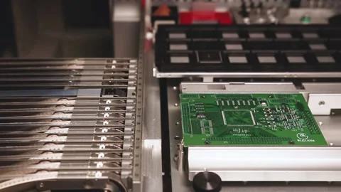 Equipment for electronics production, automatic component installation. Stock Footage 130877401