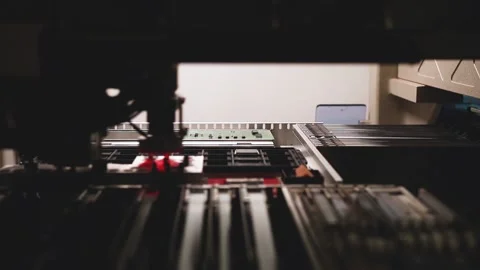 Equipment for electronics production, automatic component installation. 스톡 동영상 130877418