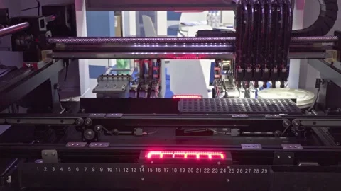 Equipment for electronics production, automatic component installation 스톡 동영상 158648136
