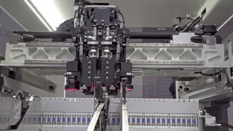 Equipment for electronics production, automatic component installation 스톡 동영상 158648162