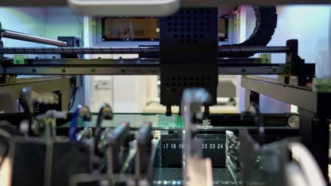 Equipment for electronics production, automatic component installation 스톡 동영상 179660549