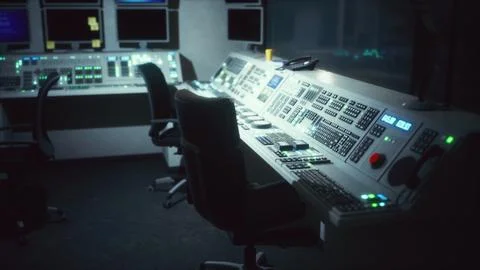 Equipment of empty central control room Stock Illustration