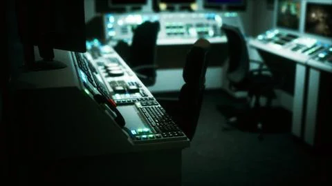 Equipment of empty central control room Stock Illustration