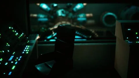 Equipment of empty central control room Stock Illustration