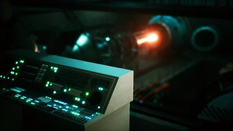 Equipment of empty central control room Stock Illustration