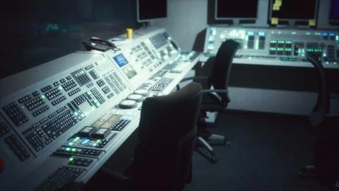 Equipment of empty central control room Stock Illustration