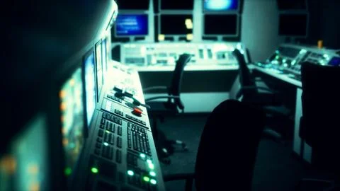 Equipment of empty central control room Stock Illustration