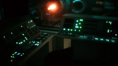 Equipment of empty central control room Stock Illustration