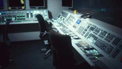 Equipment of empty central control room Stock Illustration