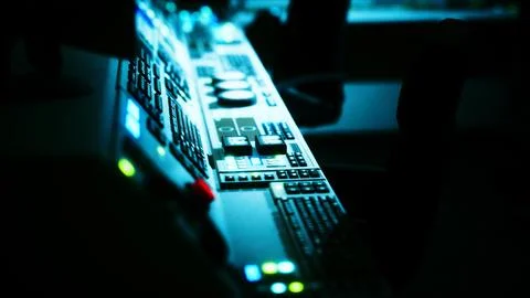 Equipment of empty central control room Stock Illustration