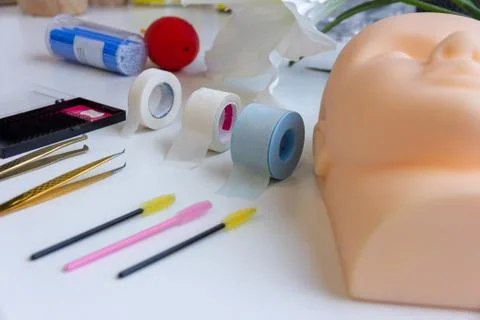 Equipment of eyelash extension , basic training eyelash extension Stock Photos