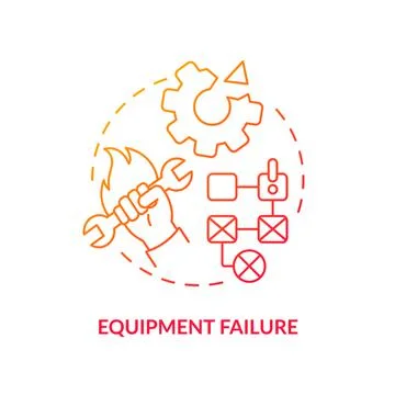 Equipment failure red gradient icon Stock Illustration