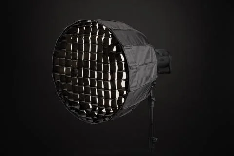 Equipment flash with honeycombs with octagonal softbox on the rack in studio  Stock Photos