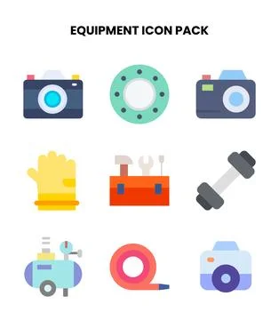 Equipment Flat Design Icons Pack Stock Illustration