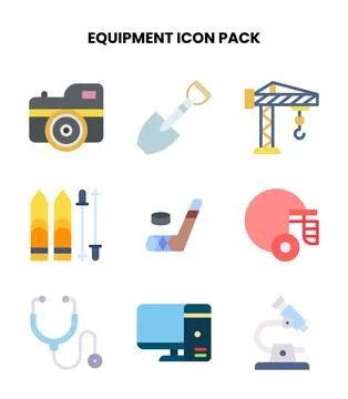 Equipment Flat Icons Pack Stock Illustration