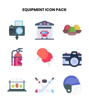Equipment Flat Scalable Icons Pack Stock Illustration