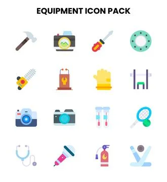 Equipment Flat UI Icons Pack Stock Illustration