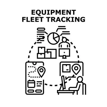Equipment fleet tracking system managing logistics Stock Illustration